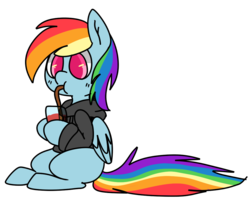 Size: 1000x800 | Tagged: safe, artist:pegacornss, rainbow dash, g4, clothes, drinking, female, hoodie, sipping, solo, straw