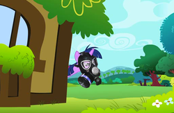 Size: 510x332 | Tagged: safe, edit, edited screencap, screencap, twilight sparkle, pony, unicorn, g4, lesson zero, female, gas mask, solo, unicorn twilight