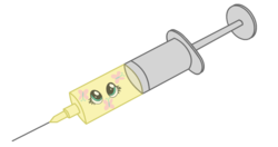 Size: 700x370 | Tagged: safe, artist:pinkyvirus, fluttershy, g4, cutie mark, drug pony, drugs, needle, shot, simple background, syringe, therapy, transparent background, vaccination, virus, wat