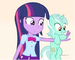 Size: 480x384 | Tagged: safe, artist:dm29, lyra heartstrings, twilight sparkle, pony, equestria girls, g4, animated, cute, duo, duo female, female, filly, filly lyra, hand, lyrabetes, mare, square crossover, that pony sure does love hands, time-lapse, younger