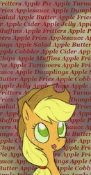 Size: 400x765 | Tagged: safe, artist:swiftcutter, applejack, earth pony, pony, g4, female, solo, text, that pony sure does love apples