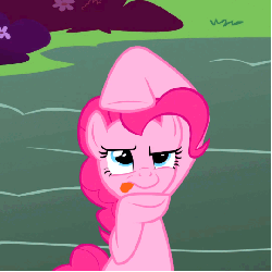Size: 540x540 | Tagged: safe, screencap, pinkie pie, earth pony, pony, g4, griffon the brush off, season 1, animated, female, gif, mare, solo, tongue out