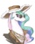 Size: 865x1080 | Tagged: safe, artist:anonymous, princess celestia, alicorn, pony, g4, drawthread, female, hat, necklace, pimp, pimplestia, requested art, solo