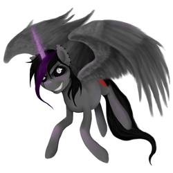 Size: 5776x5776 | Tagged: safe, artist:blondiegurl1129, oc, oc only, oc:amber, alicorn, pony, absurd resolution, alicorn oc, evil, evil smile, grin, looking at you, pain, piercing, slit pupils, smiling, solo