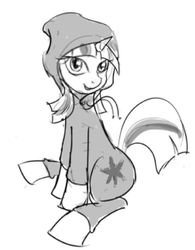 Size: 423x541 | Tagged: artist needed, safe, twilight sparkle, g4, clothes, drawfag, female, hoodie, solo