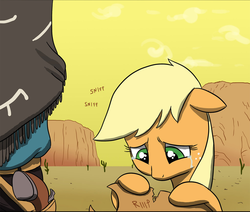 Size: 1024x869 | Tagged: safe, artist:doublewbrothers, applejack, human, g4, clint eastwood, crying, sad, the man with no name