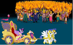 Size: 1200x735 | Tagged: safe, twilight sparkle, alicorn, pony, g4, alicorn drama, angry mob, chief wiggum, crossover, drama, female, gif, groundskeeper willie, male, mare, ms. krabappel, non-animated gif, reverend lovejoy, superintendent chalmers, the simpsons, the simpsons movie, twilight sparkle (alicorn)