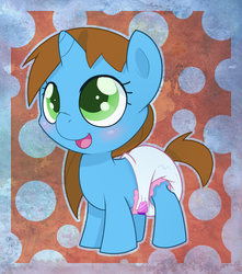 Size: 884x1000 | Tagged: safe, artist:cuddlehooves, oc, oc only, oc:mindset, pony, baby, baby pony, diaper, foal, poofy diaper, solo