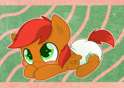 Size: 1084x768 | Tagged: safe, artist:cuddlehooves, oc, oc only, oc:sundried tomato, pony, baby, baby pony, diaper, foal, poofy diaper, solo