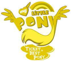 Size: 2491x2125 | Tagged: safe, artist:jamescorck, edit, oc, oc only, oc:ticket, g4, best pony, best pony logo, logo, logo edit, my little pony logo, simple background, transparent background