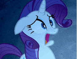Size: 701x534 | Tagged: safe, screencap, rarity, g4, look before you sleep, season 1, animated, cropped, faic, female, reaction, scared, solo