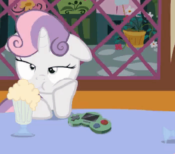 Size: 261x230 | Tagged: safe, artist:jan, sweetie belle, button's adventures, g4, animated, bored, female, gamer belle, solo, video game