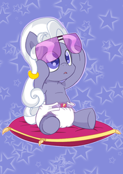 Size: 883x1248 | Tagged: safe, artist:artiecanvas, hoity toity, pony, g4, baby, baby pony, baby toity, cutie mark diapers, diaper, foal, poofy diaper