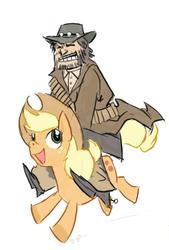 Size: 503x745 | Tagged: safe, artist:modern-warmare, applejack, human, g4, crossover, humans riding ponies, john marston, red dead redemption, riding