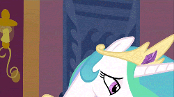 Size: 500x281 | Tagged: safe, screencap, princess celestia, alicorn, pony, g4, the crystal empire, animated, bust, crystal empire, female, gif, mare, solo, surprised