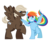 Size: 1374x1098 | Tagged: safe, alternate version, artist:dbkit, dumbbell, rainbow dash, pegasus, pony, g4, dumbdash, duo, female, male, shipping, simple background, straight, transparent background