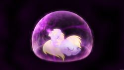 Size: 3840x2160 | Tagged: dead source, safe, artist:derpington1337, derpy hooves, dinky hooves, pegasus, pony, g4, equestria's best daughter, equestria's best mother, female, force field, magic, mare, sleeping, vector, wallpaper