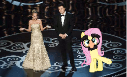 Size: 1200x731 | Tagged: safe, edit, fluttershy, g4, 2013 oscars, academy awards, gif, irl, non-animated gif, oscars, photo, ponies in real life, seth macfarlane