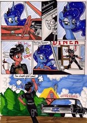 Size: 1280x1814 | Tagged: safe, artist:newyorkx3, princess luna, human, g4, angry, car, comic, stealing, traditional art