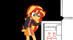 Size: 576x324 | Tagged: safe, artist:khuzang, sunset shimmer, twilight sparkle, human, equestria girls, g4, animated, big crown thingy, cake, do you want this cake, element of magic, female, harry partridge, hilarious in hindsight, parody, youtube link