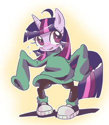 Size: 696x800 | Tagged: safe, artist:k-nattoh, twilight sparkle, g4, clothes, codename kids next door, converse, female, kuki sanban, numbuh 3, shoes, sneakers, solo, sweater