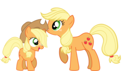 Size: 2937x1705 | Tagged: safe, artist:foxxarius, applejack, g4, filly, hat, self ponidox, simple background, time paradox, transparent background, vector