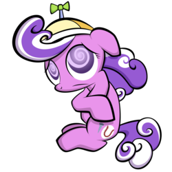 Size: 3300x3300 | Tagged: safe, artist:nowego, screwball, g4, female, hat, propeller hat, sad, solo, swirly eyes