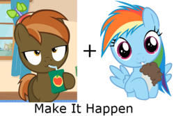 Size: 600x400 | Tagged: safe, button mash, rainbow dash, g4, exploitable meme, juice box, make it happen, meme, milkshake, milkshake ponies