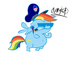 Size: 1091x890 | Tagged: safe, artist:peanutbutter, rainbow dash, g4, cigar, fat, female, murica, solo, sunglasses, united states