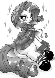 Size: 453x640 | Tagged: safe, artist:aoi takayuki, rarity, g4, female, monochrome, pixiv, solo