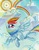 Size: 1180x1504 | Tagged: safe, artist:sara richard, idw, rainbow dash, g4, cloud, cloudy, female, flying, rain, solo, traditional art