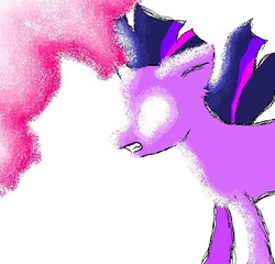 Size: 571x549 | Tagged: safe, artist:angelchibi227, twilight sparkle, g4, female, glowing eyes, magic overload, solo