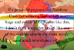 Size: 350x236 | Tagged: safe, edit, edited screencap, screencap, g4, lesson zero, atomic rainboom, explosion, gif, meta, mushroom cloud, no pony, non-animated gif, text