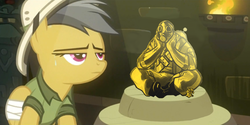 Size: 1738x867 | Tagged: safe, daring do, g4, pyro, sitting pyro