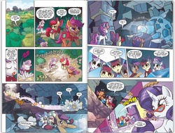 Size: 1237x935 | Tagged: safe, idw, official comic, apple bloom, scootaloo, sweetie belle, g4, spoiler:comic, cutie mark crusaders, gem, idw advertisement, preview, sitting