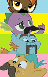 Size: 197x311 | Tagged: safe, button mash, snails, snips, spike, g4, button 'stache, moustache, moustache crusaders