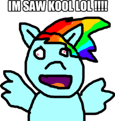 Size: 613x648 | Tagged: safe, rainbow dash, g4, 1000 hours in ms paint, derp, female, ms paint, rainbow derp, solo, text