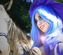 Size: 800x702 | Tagged: safe, artist:sarahn29, trixie, horse, human, g4, cosplay, irl, irl horse, irl human, photo, solo