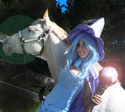 Size: 800x712 | Tagged: safe, artist:sarahn29, trixie, horse, human, g4, cosplay, irl, irl horse, irl human, photo, solo