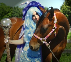 Size: 800x696 | Tagged: safe, artist:sarahn29, trixie, horse, human, g4, cosplay, irl, irl horse, irl human, photo, solo