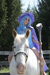 Size: 600x900 | Tagged: safe, artist:sarahn29, trixie, horse, human, g4, cosplay, irl, irl horse, irl human, photo, solo