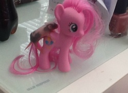 Size: 684x498 | Tagged: safe, artist:peach-the-mouse, pinkie pie, mouse, g4, animal, brushable, irl, photo, toy