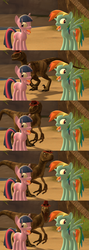 Size: 900x2519 | Tagged: safe, artist:dr face, rainbow dash, twilight sparkle, dinosaur, g4, 3d, comic, derp, funny, gmod, rappy, wat