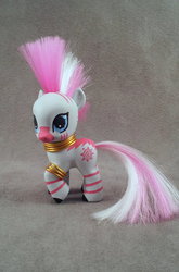 Size: 726x1099 | Tagged: safe, artist:hannaliten, zecora, zebra, g4, brushable, customized toy, female, filly, irl, photo, recolor, solo, toy