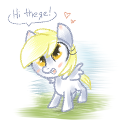 Size: 500x500 | Tagged: safe, artist:crayonderpy, derpy hooves, g4, cute, derp, derpabetes, female, filly, heart, solo, younger