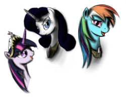 Size: 1000x777 | Tagged: safe, artist:spacehunt, rainbow dash, rarity, twilight sparkle, g4