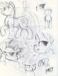 Size: 1000x1297 | Tagged: dead source, safe, artist:sirmasterdufel, rarity, twilight sparkle, g4, monochrome, sketch, sketch dump, traditional art