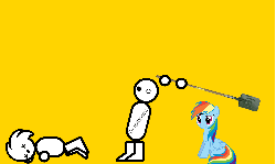 Size: 1266x756 | Tagged: safe, artist:skiddlezizkewl, rainbow dash, derpibooru, g4, animated, crossover, male, meta, op is a duck, op is trying to start shit, shovel, sonic the hedgehog, sonic the hedgehog (series), style emulation, zero punctuation