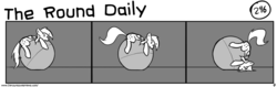 Size: 1280x404 | Tagged: safe, artist:tetrapony, derpy hooves, pegasus, pony, comic:the daily derp, g4, ball, comic, female, mare, monochrome, the round daily