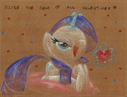 Size: 785x597 | Tagged: safe, artist:getchanoodlewet, rarity, g4, female, magic, prone, solo, traditional art, valentine